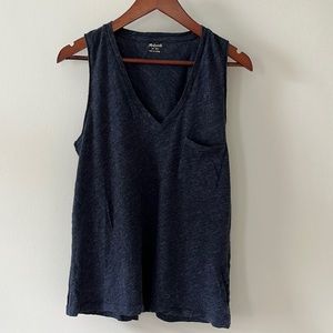 Madewell navy heathered cotton v-neck tank top